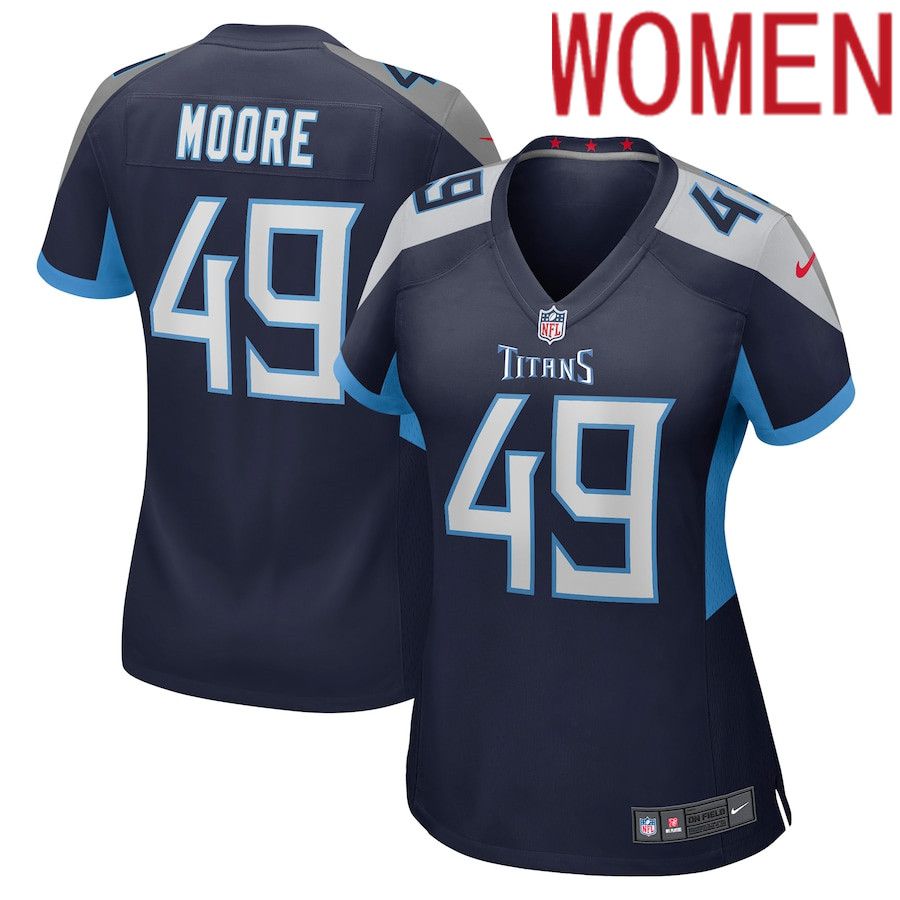 Women Tennessee Titans #49 Briley Moore Nike Navy Game NFL Jersey->women nfl jersey->Women Jersey